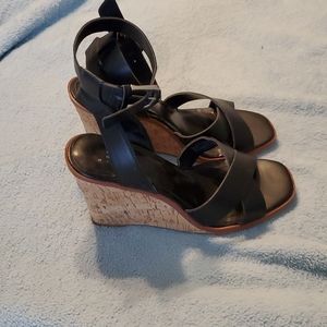 A New Day Wedge Sandals Black Faux Leather